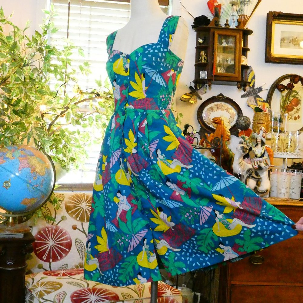 Emily and Fin 1950's Style Vintage Poolside Gals Summertime Day Dress Size XS